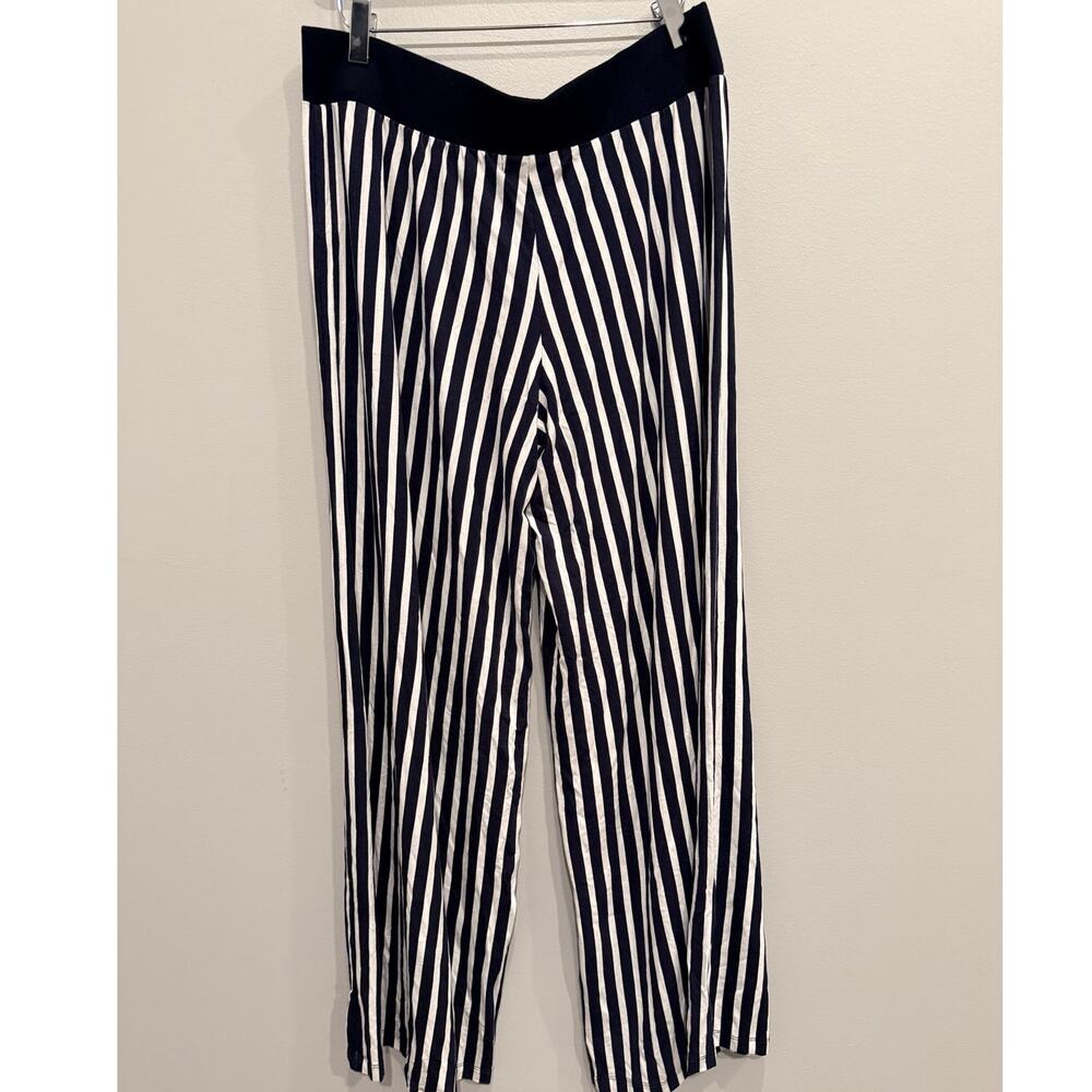 NWT Lauren Ralph Lauren Navy Striped Wide Leg Pants Loungewear Women's Large